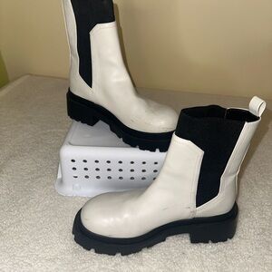 Dolce Vita White and Black Heeled Boots